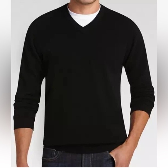 Joseph Abound Black Men's V Neck 100% Cashmere SweaterSize L -NWT